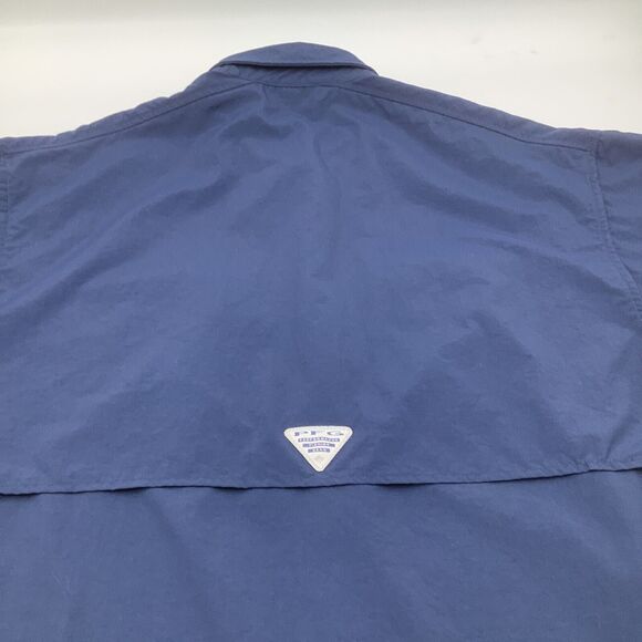 Columbia PFG Mens Bahama Omni Shade Short Sleeve Button Up Shirt Blue Size Large - Picture 8 of 11